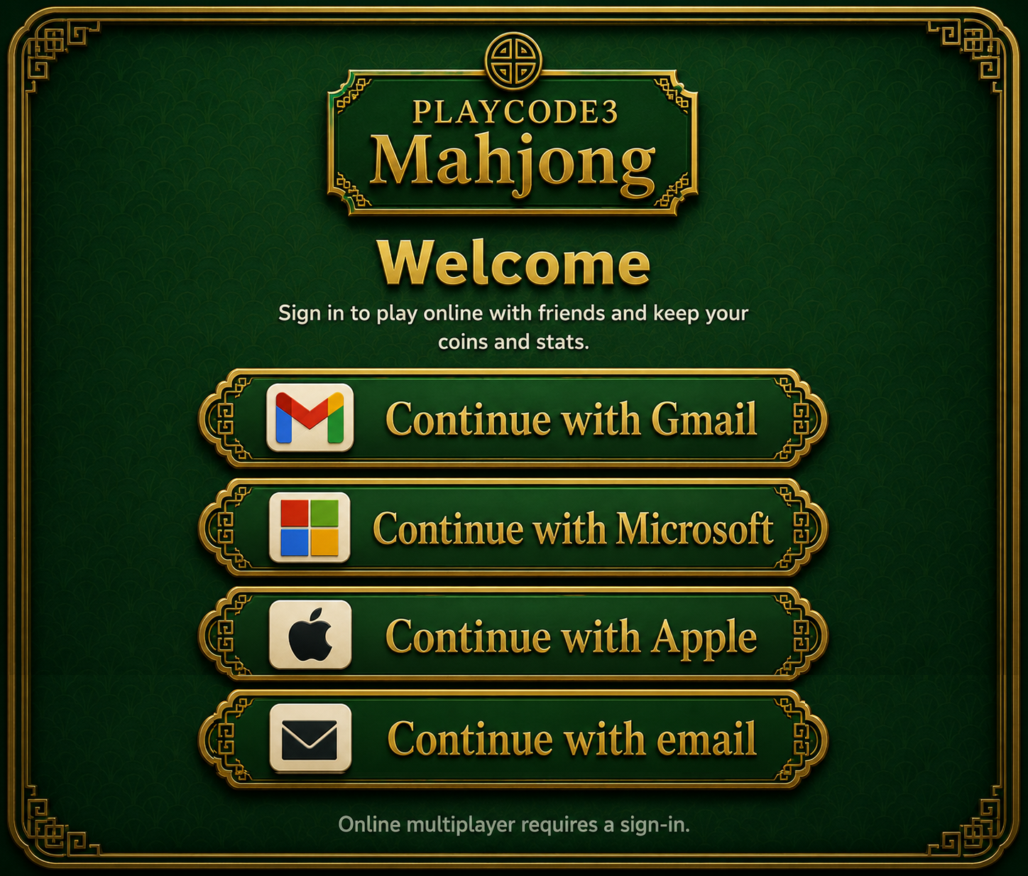 Welcome — sign in to play online with friends and keep your coins and stats.